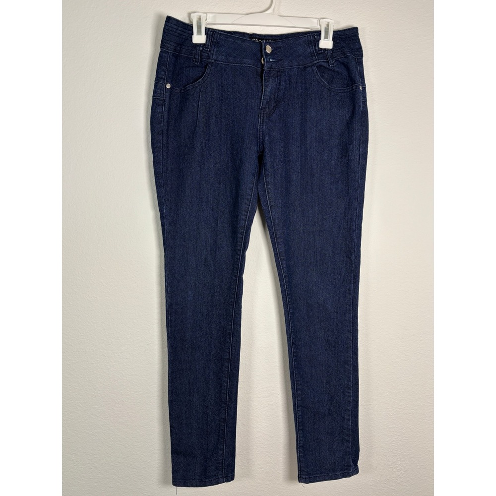 Crocker Dark Wash Skinny Jeans Womens Double Button Slim Fit Denim Pants